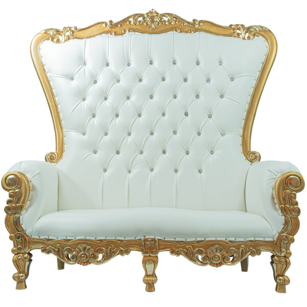 Love Seat Throne White & Gold