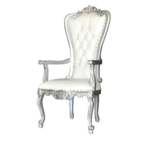Small Throne Chair White & Silver